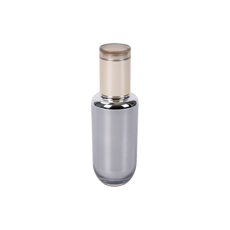 Bright Silver Cylindrical Lotion Bottle 