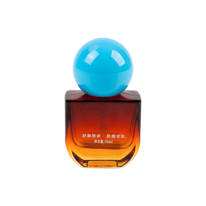 30ml Amber Glass Bottle with Sky Blue ABS Cap