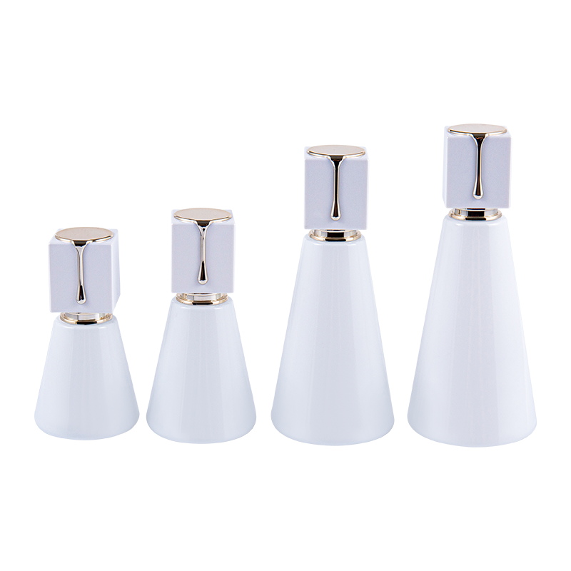BW-074 White Conical Cosmetic Bottle With Lid